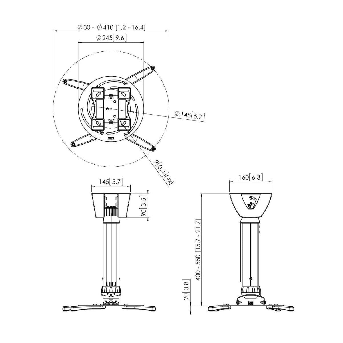 Vogels PPC 2540 Univerzalen stropni nosilec za projektor do 30kg