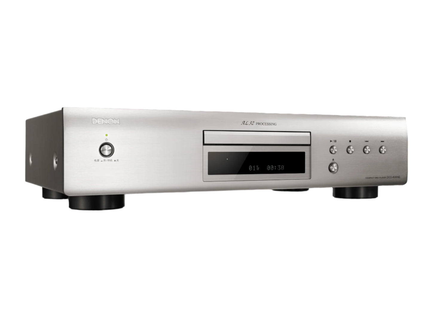 Slika Denon DCD-600NE predvajalnika v srebrni barvi, ki se elegantno vključi v vsak Hi-Fi sistem.