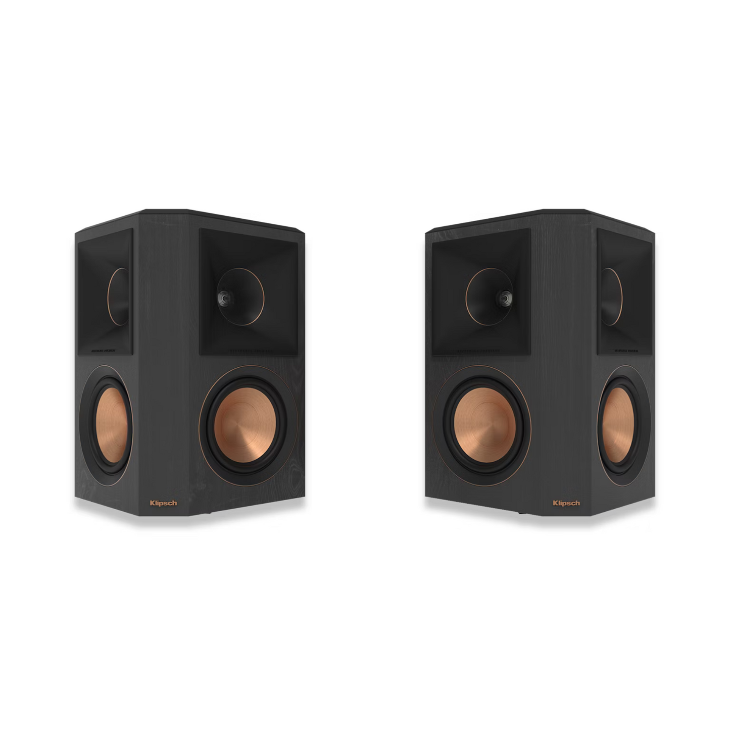 Slika Klipsch RP-502S II zvočnika iz različnih kotov, ki prikazuje njegovo vsestranskost