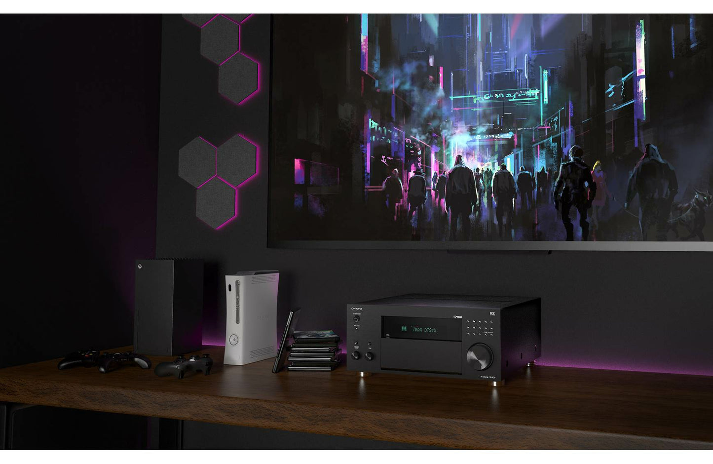 Onkyo TX-RZ70 8K AV sprejemnik z daljinskim upravljalnikom | Napredni AV sprejemnik z daljincem za upravljanje prostorskega zvoka in virov.