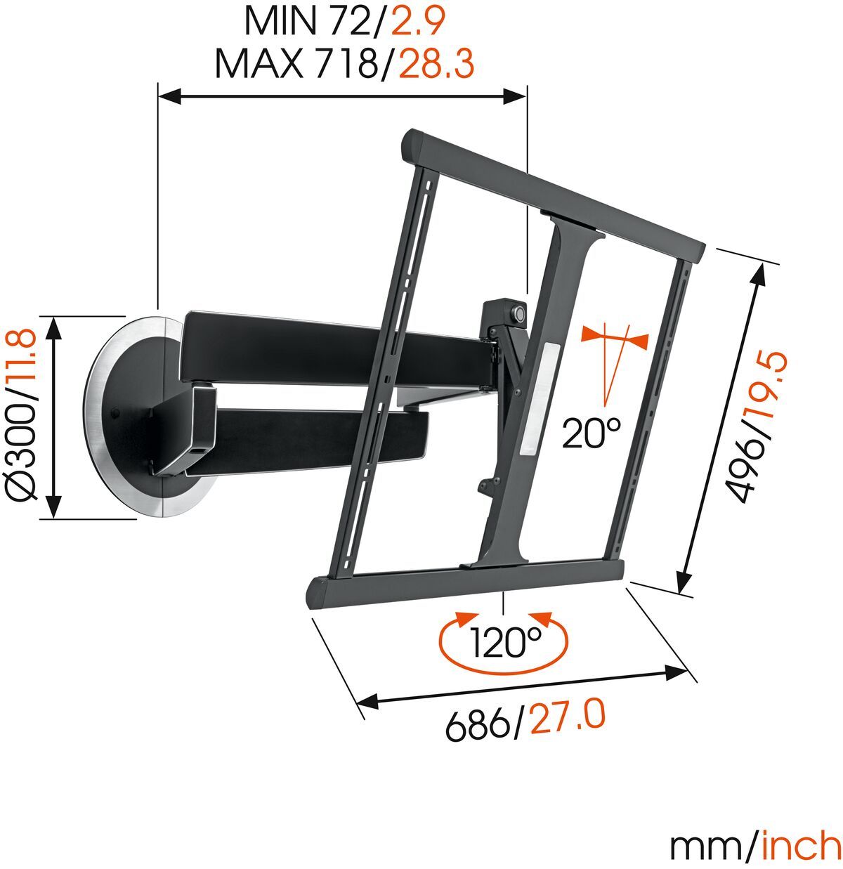 Vogels Next 7345 - Full motion Stenski TV nosilec