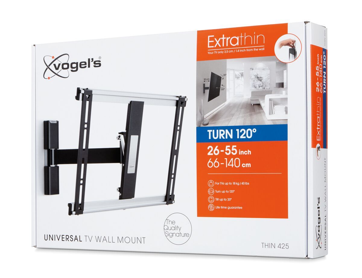 Vogels THIN 425 Full motion stenski TV nosilec, 26" do 55", 120°+20°, 18kg, črn