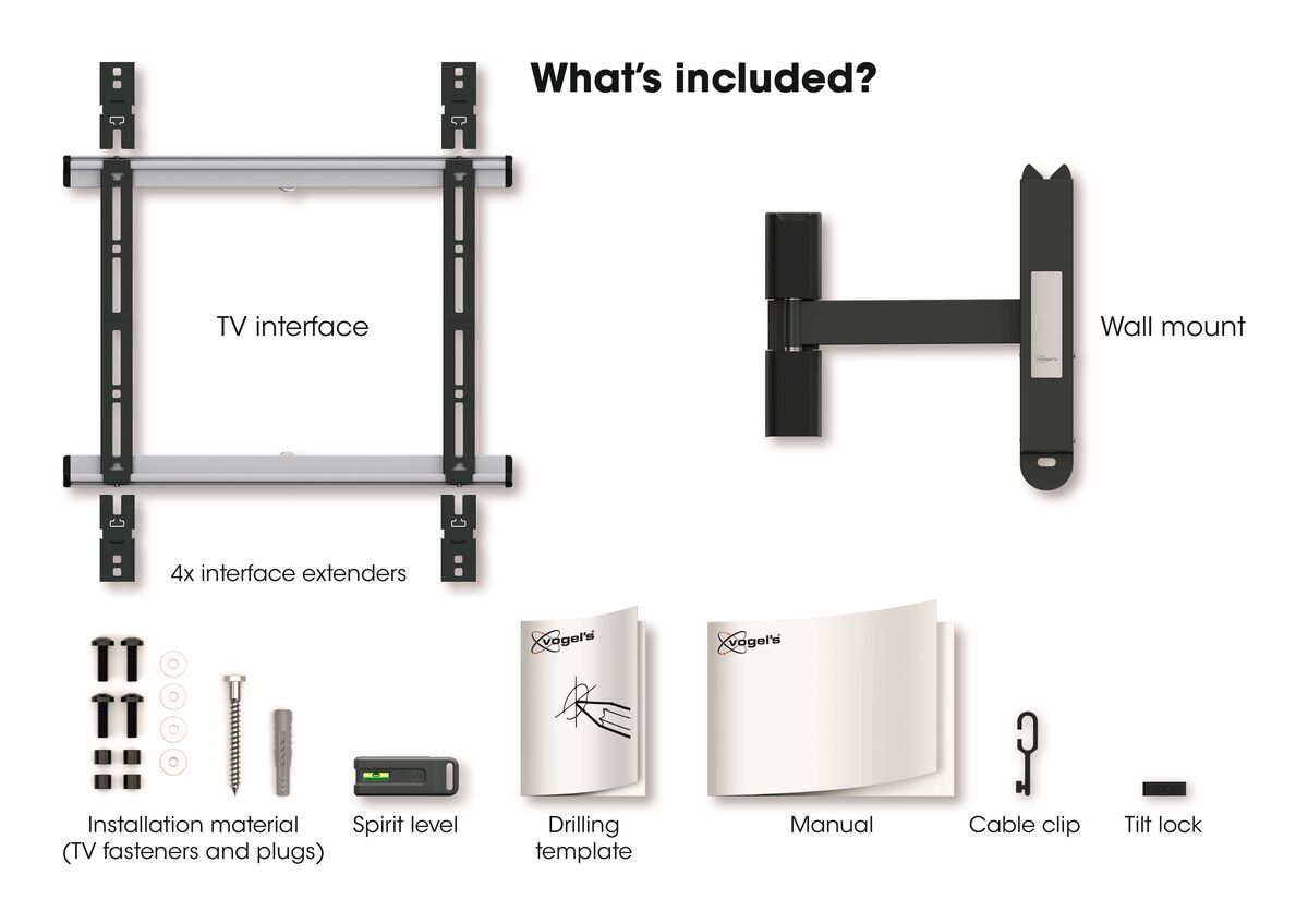 Vogels THIN 425 Full motion stenski TV nosilec, 26" do 55", 120°+20°, 18kg, črn