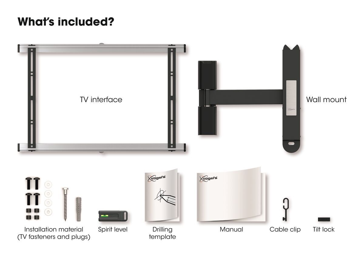 Vogels THIN 525 Full motion stenski TV nosilec, 40" do 65", 120°+20°, 25kg, črn