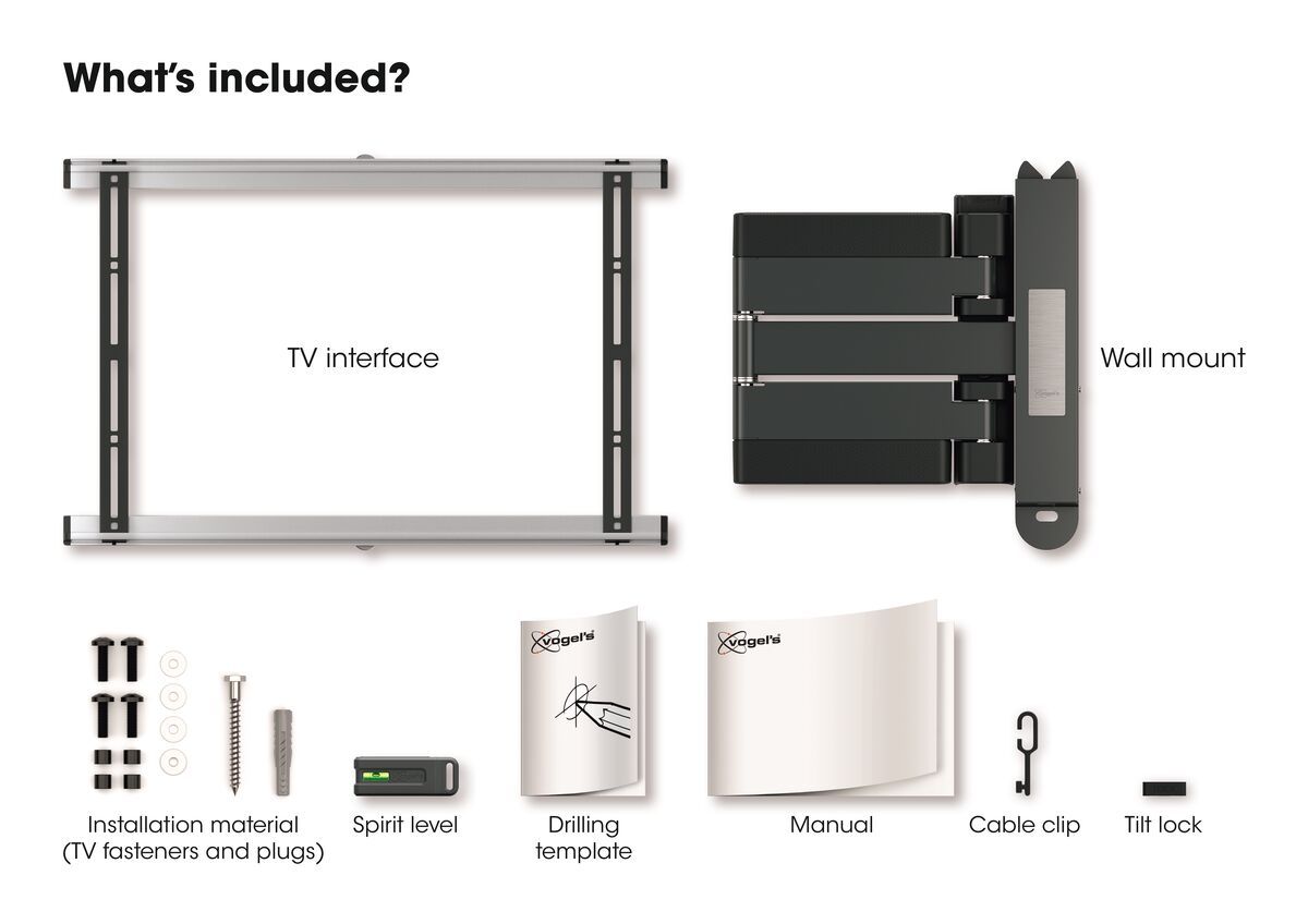 Vogels THIN 545 Full motion stenski TV nosilec, 40" do 65", 180°+20°, 25kg, črn ali bel