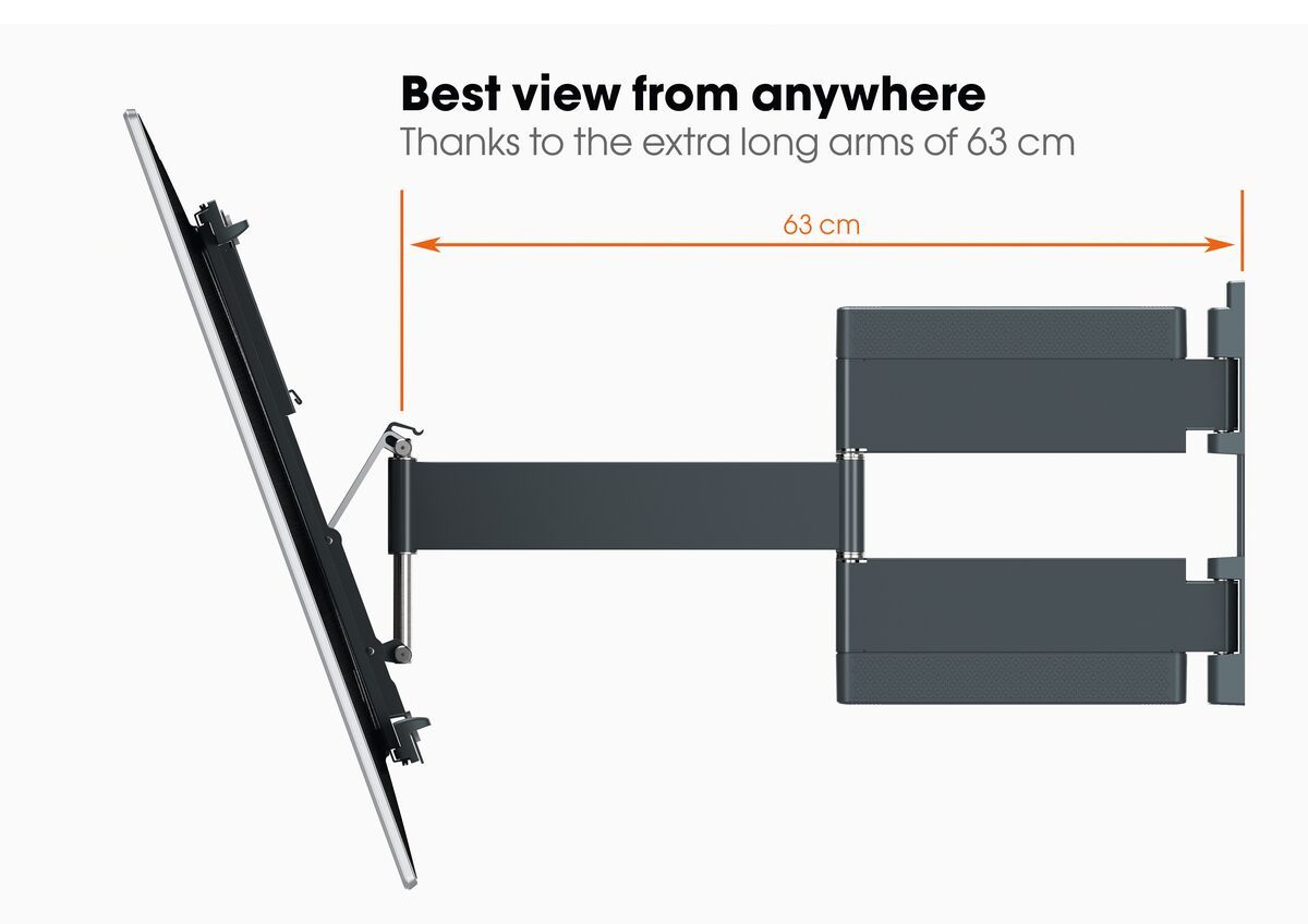 Vogels THIN 545 Full motion stenski TV nosilec, 40" do 65", 180°+20°, 25kg, črn ali bel