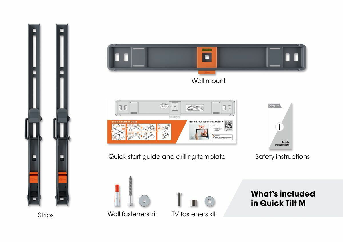 Vogels TVM 1413 Quick Nagibni TV stenski nosilec, 15°, 32" do 65", 25kg, črn