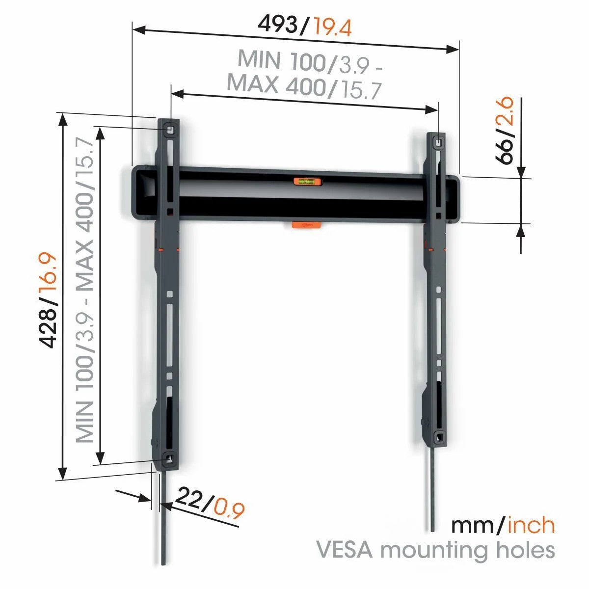 Vogels TVM 3405 fiksni OLED stenski TV nosilec, 32" do 77", 50kg