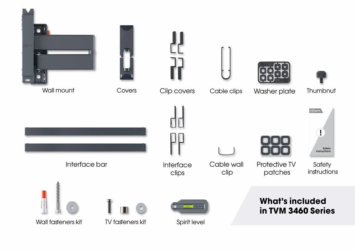 Vogels TVM 3463 Full-Motion OLED stenski nosilec, 32" do 65", 20°+180°, 25kg, črn
