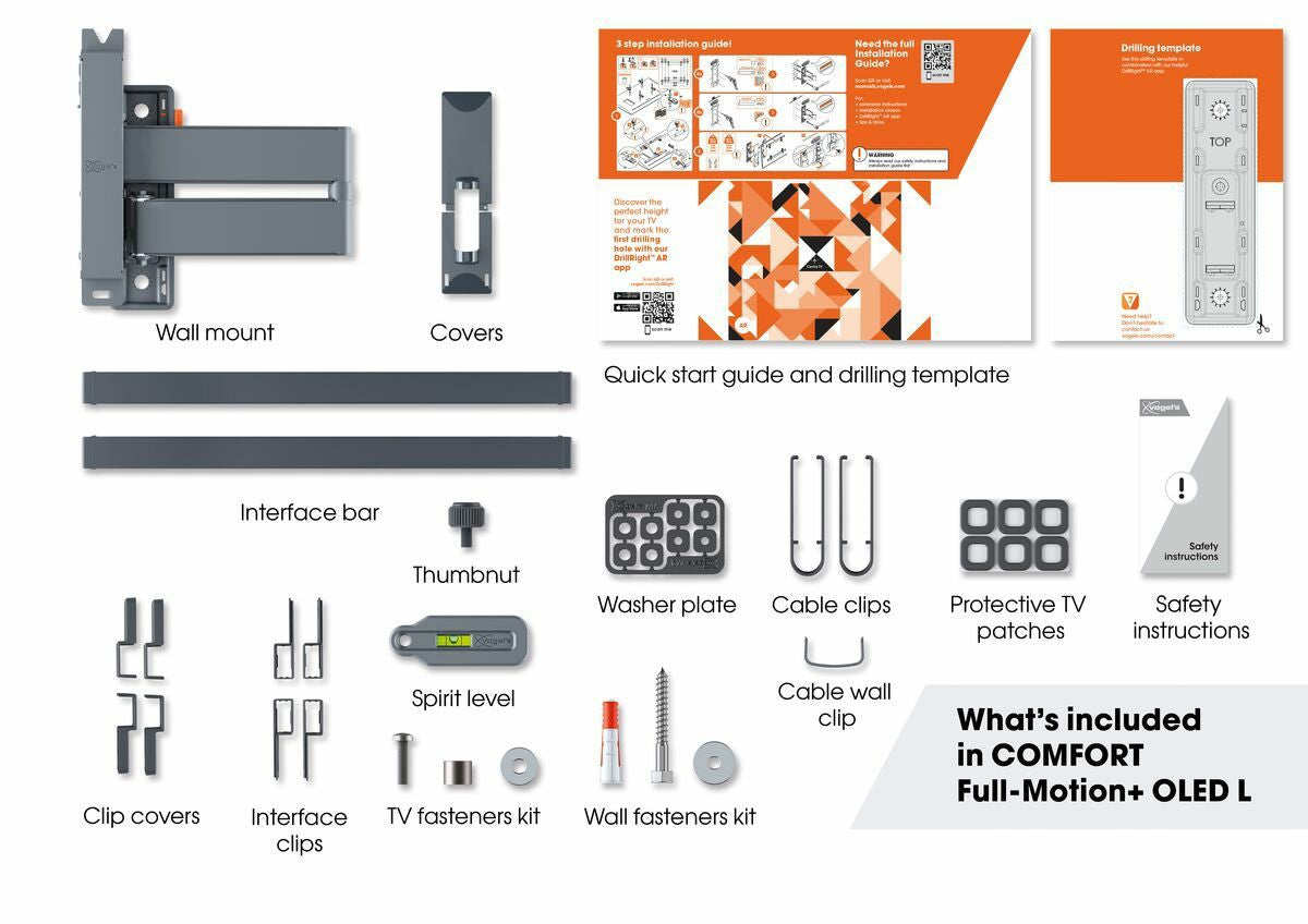 Vogels TVM 3663 Full-Motion OLED stenski TV nosilec, 40" do 77", 20°+180°, 35kg, črn