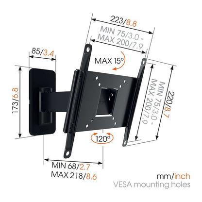 Vogels MA 2030 Full motion stenski TV nosilec 19" do 43", 120°+15°, 15kg