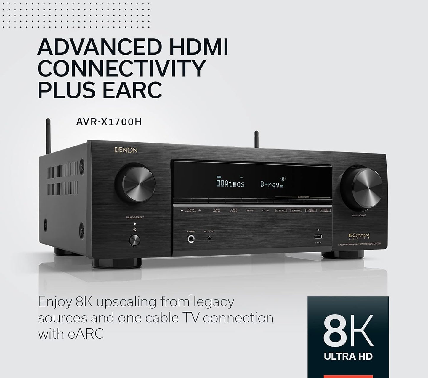 Denon AVR-X1700H: Popolna rešitev za domači kino z 8K videom, 3D zvokom in HEOS multi-room funkcionalnostjo.