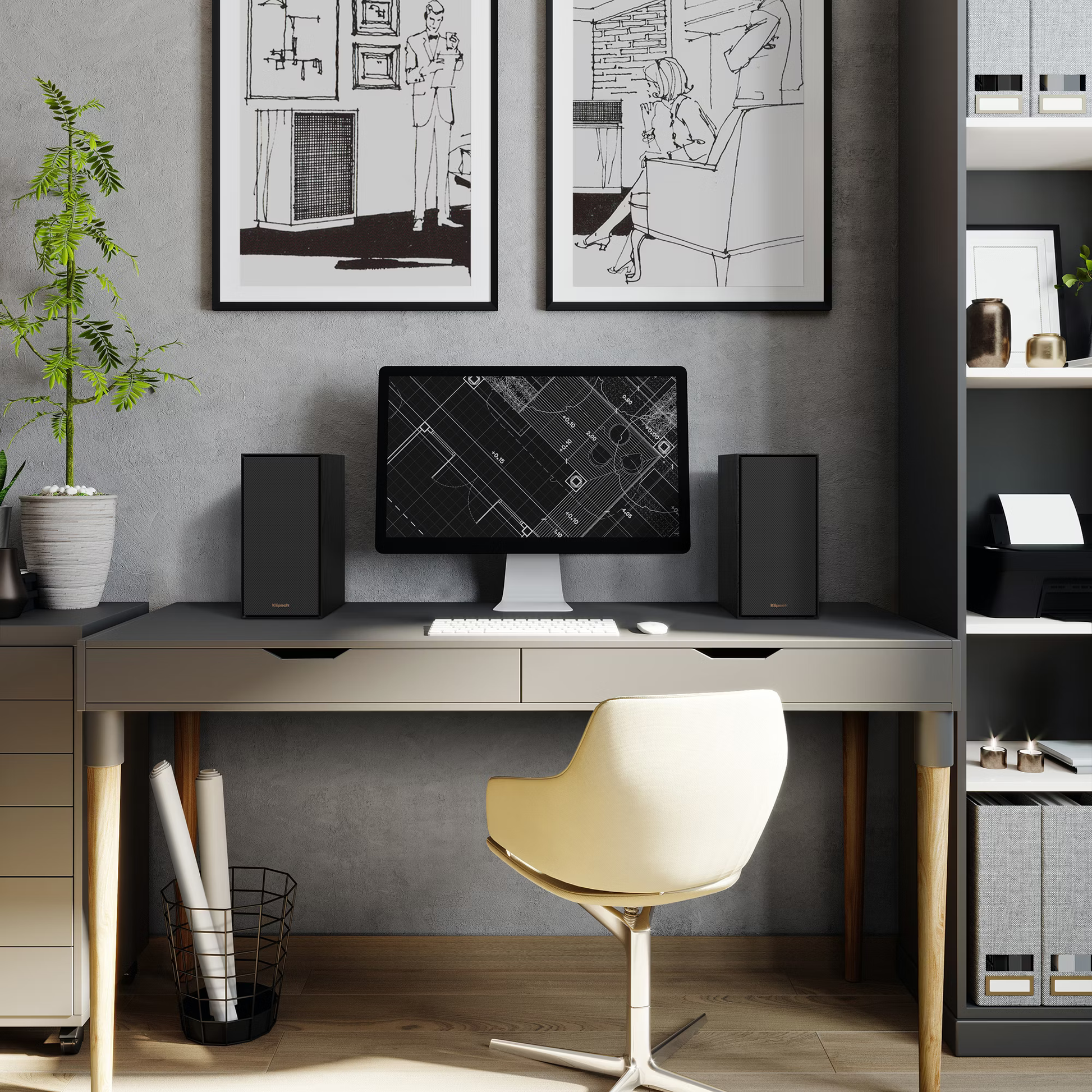 Aktivni Klipsch R-40PM – idealni zvočniki za glasbo, filme in gaming.