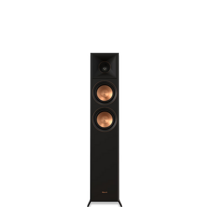 Podrobna slika Klipsch Reference Premiere RP-5000F II zvočnika, ki prikazuje dva 5,25-palčna bakrena keramično-kovinska nizkotonska enota