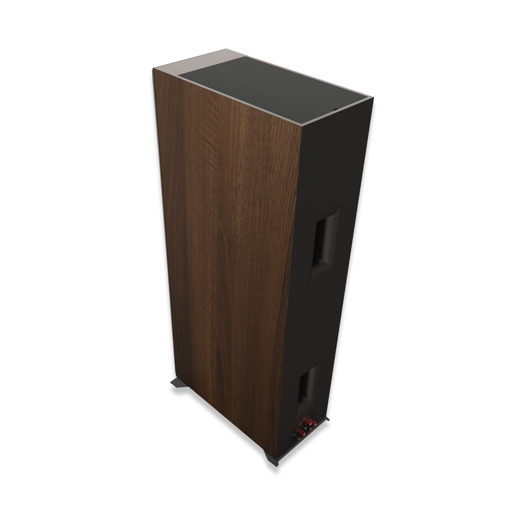 Slika Klipsch RP-8060FA II zvočnika iz različnih kotov, ki prikazuje njegovo vitko in elegantno obliko ter magnetno rešetko.