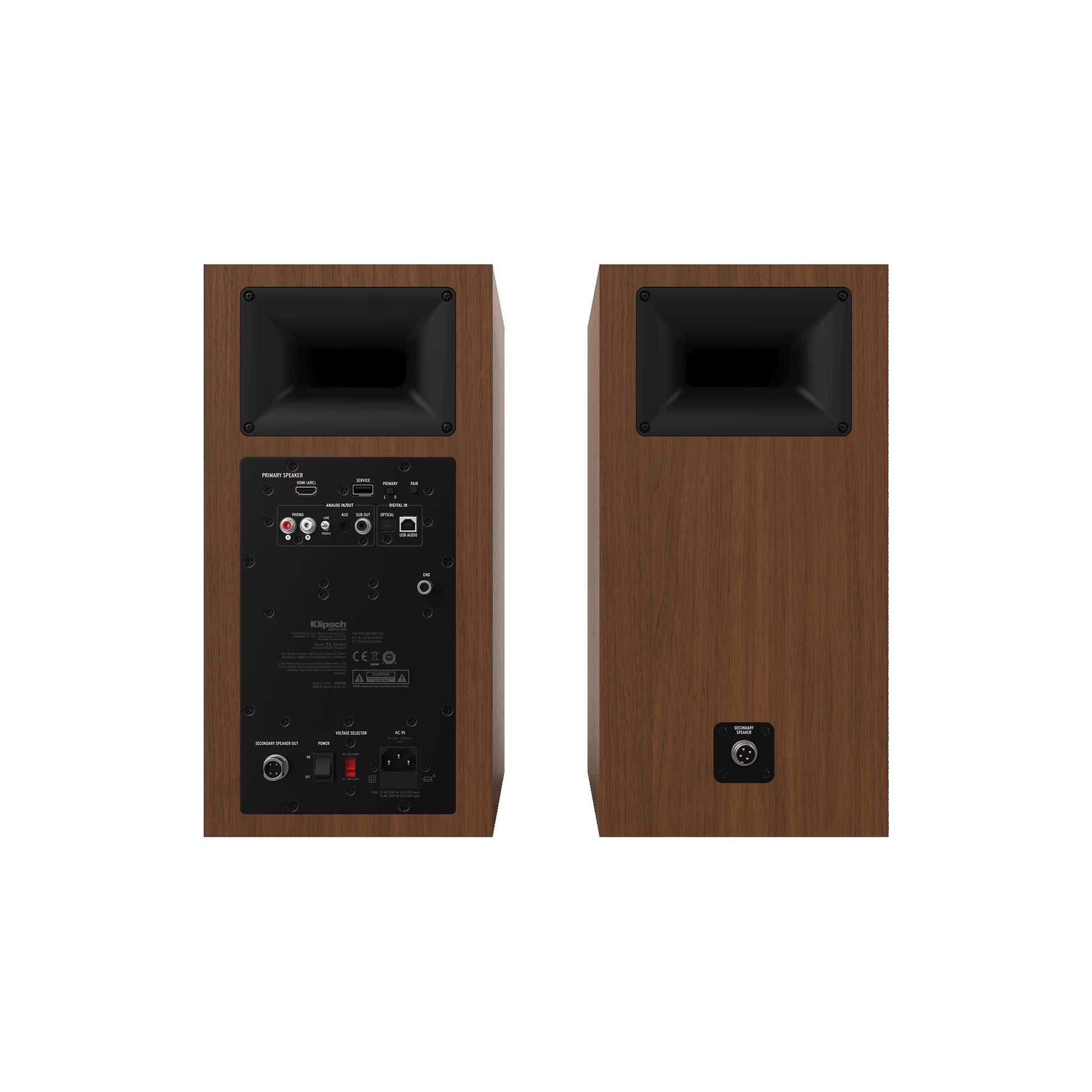Klipsch Heritage The Sevens – 200W vgrajen ojačevalec in širok spekter vhodov za brezskrbno uporabo.