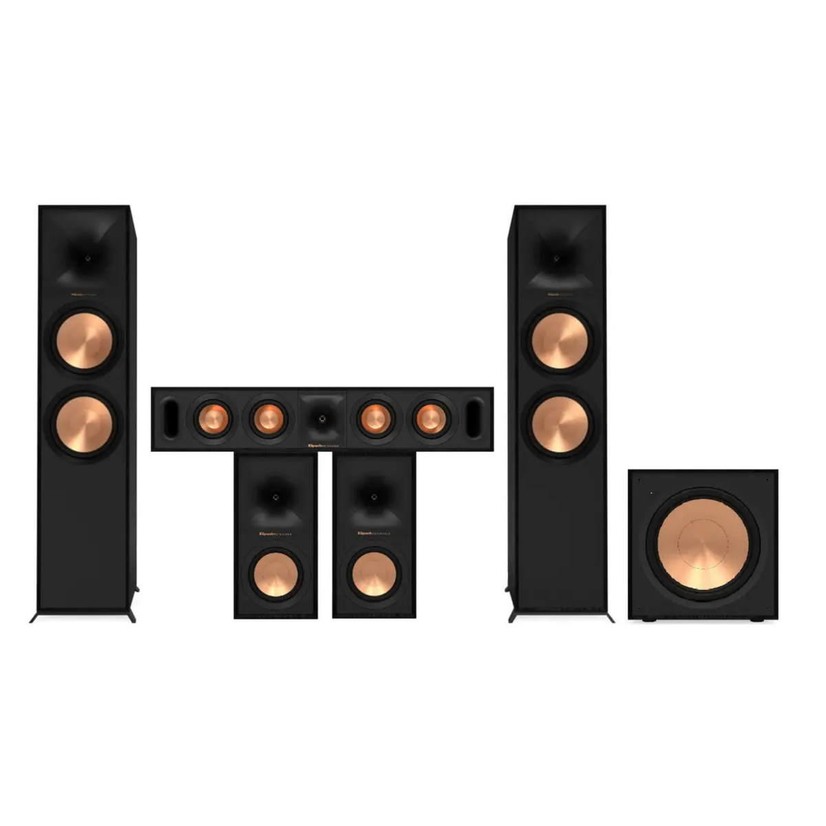 Klipsch Reference Floorstanding Base 5.1 – komplet za domači kino z zvočniki R-600F, R-30C, R-40M in nizkotoncem R-121SW