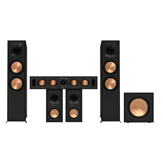 Klipsch Reference Floorstanding Base 5.1 – komplet za domači kino z zvočniki R-600F, R-30C, R-40M in nizkotoncem R-121SW