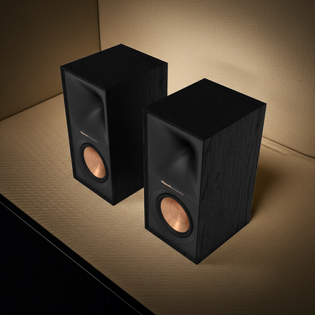 Zvočniški sistem Klipsch R-50M z 5,25-palčnim bas gonilnikom in ikoničnim Tractrix hornom za podroben, čist in prostorski zvok.