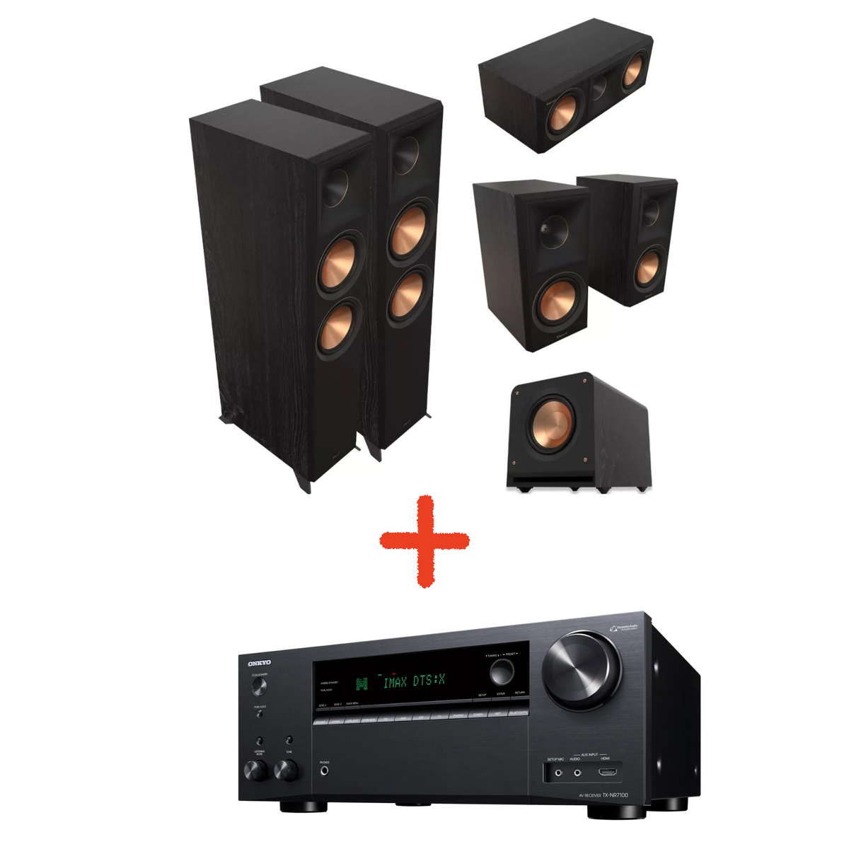 Klipsch Reference Premiere Performance 5.1 Ebony – komplet za domači kino z AV-receiverjem Onkyo TX-NR7100