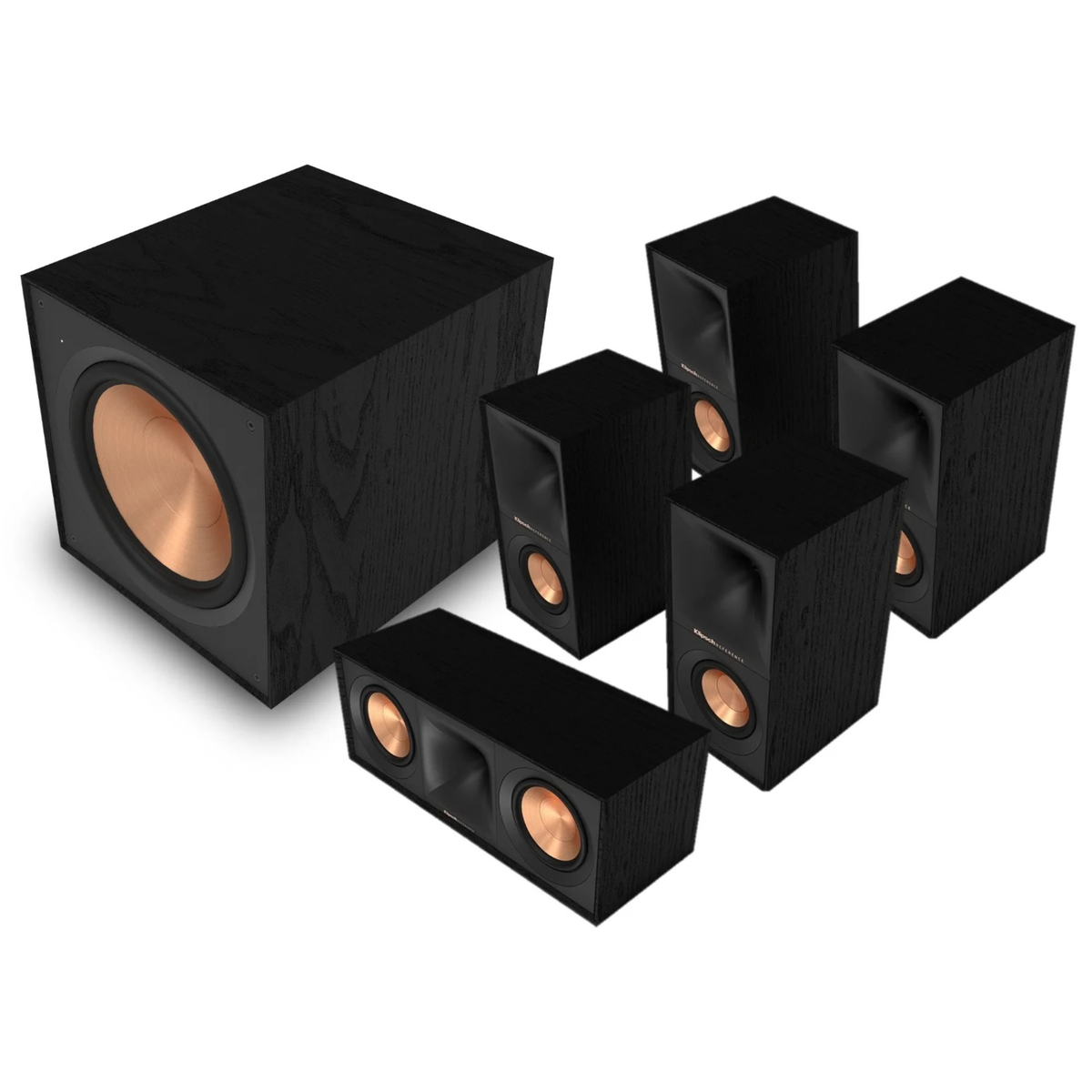 Klipsch Reference Bookshelf Plus 5.1 – komplet za domači kino z zvočniki R-60M, R-50C, R-50M in nizkotoncem R-121SW