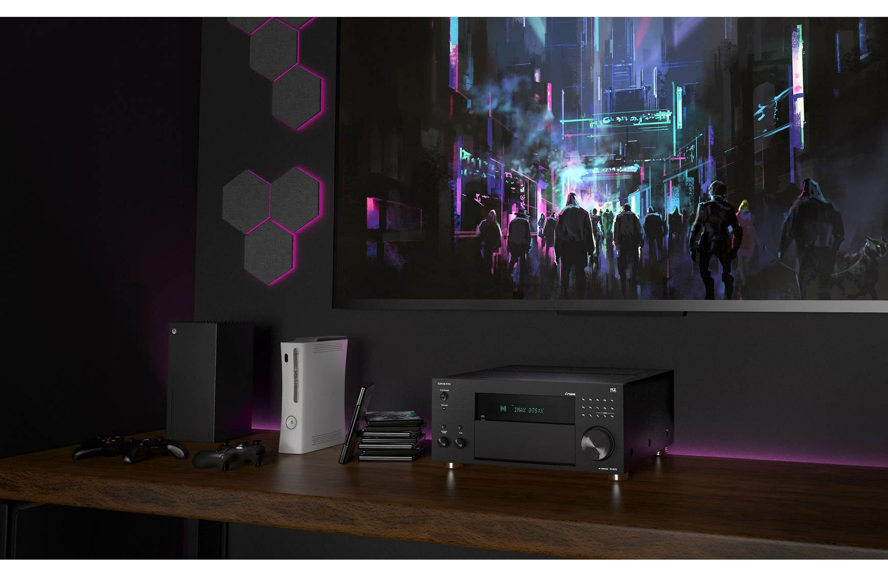 Onkyo TX-RZ70 8K AV sprejemnik z daljinskim upravljalnikom | Napredni AV sprejemnik z daljincem za upravljanje prostorskega zvoka in virov.