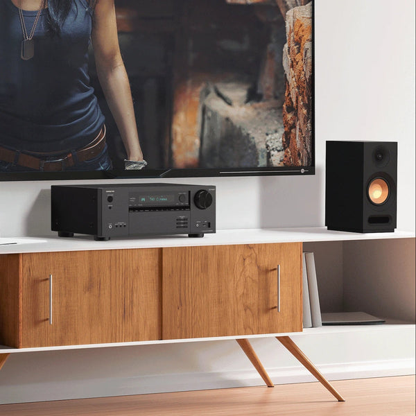 Onkyo TX-NR6100 v domačem sistemu za zabavo | Povezan s 4K/8K televizorjem in zvočniki Klipsch