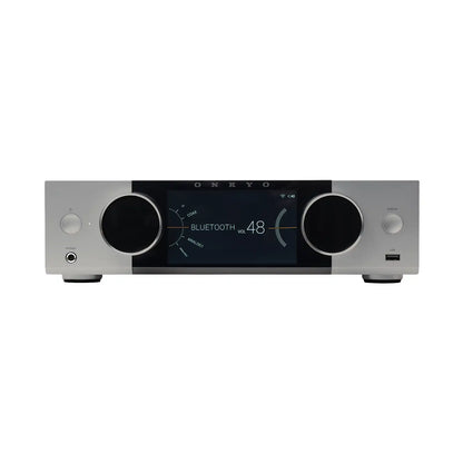 Kompaktna zasnova ojačevalnika Onkyo Muse Y-40 s poudarkom na kakovosti aluminijastega ohišja.