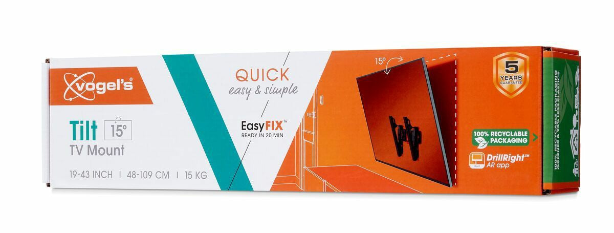 Vogels TVM 1213 Quick Nagibni TV stenski nosilec, 15°, 19" do 43", 15kg, črn