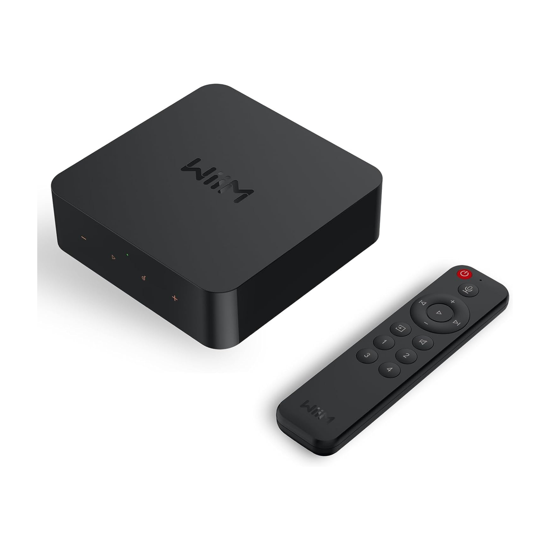 WiiM Pro Plus sprednji pogled – Napreden mrežni predvajalnik s preprostim in sodobnim dizajnom.