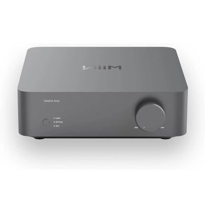 WiiM Vibelink Amp zmogljiv mrežni stereo ojačevalnik s podporo za visoko ločljivost zvoka in večsobno povezljivost.