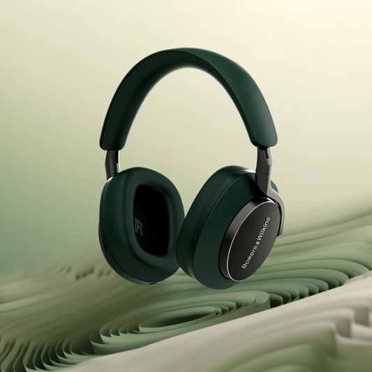 Bowers & Wilkins PX8 Dark Forest: Luksuzne brezžične naglavne slušalke z ANC in globoko zeleno barvo.