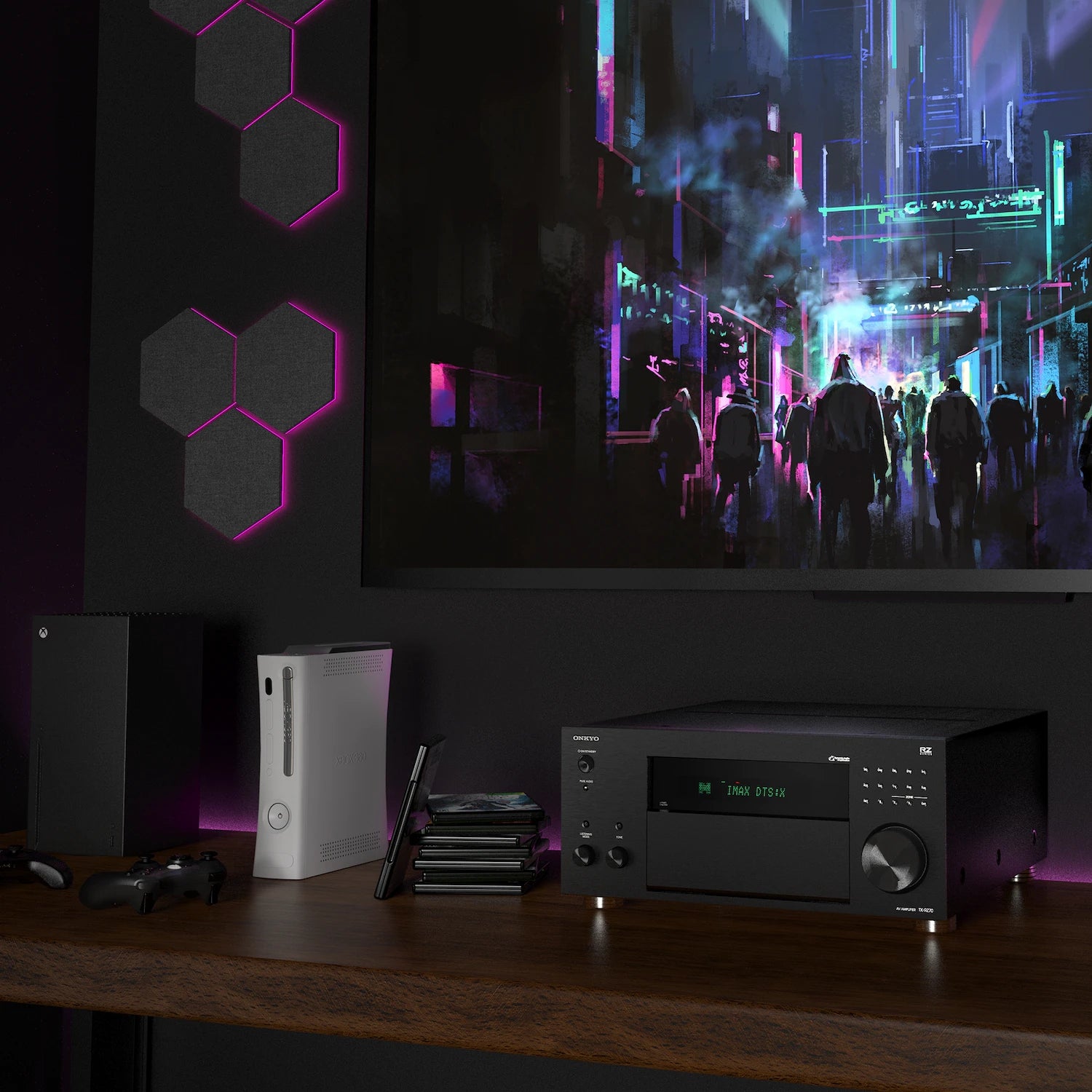 Onkyo TX-RZ70 v hišnem kinu | Povezan z 4K/8K televizorjem in prostorskim avdio sistemom za vrhunsko domače razvedrilo.