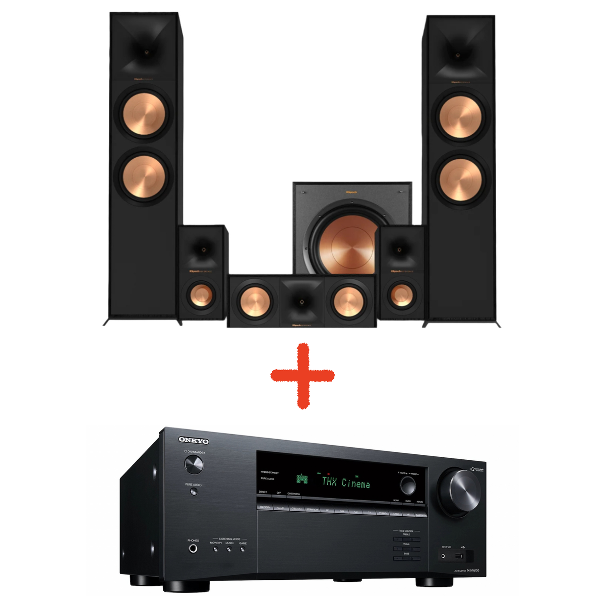 Klipsch Reference Floorstanding Plus 5.1 – zvočniški sistem R-800F z AV-receiverjem Onkyo TX-NR7100