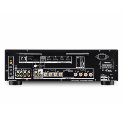 Onkyo TX-8270 – zadnji del z vsemi priključki | Povezave za HDMI, koaksialne in optične vhode ter terminali za 2.1-kanalni zvočni sistem in DAB anteno.