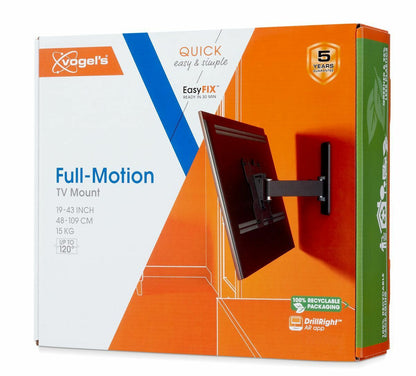 Vogels TVM 1223 Quick Full motion TV nosilec, 120°+15°, 19" do 43", 15kg, črn