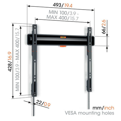Vogels TVM 3403 Fiksni stenski nosilec za TV, 32" do 77", 50kg, Črn