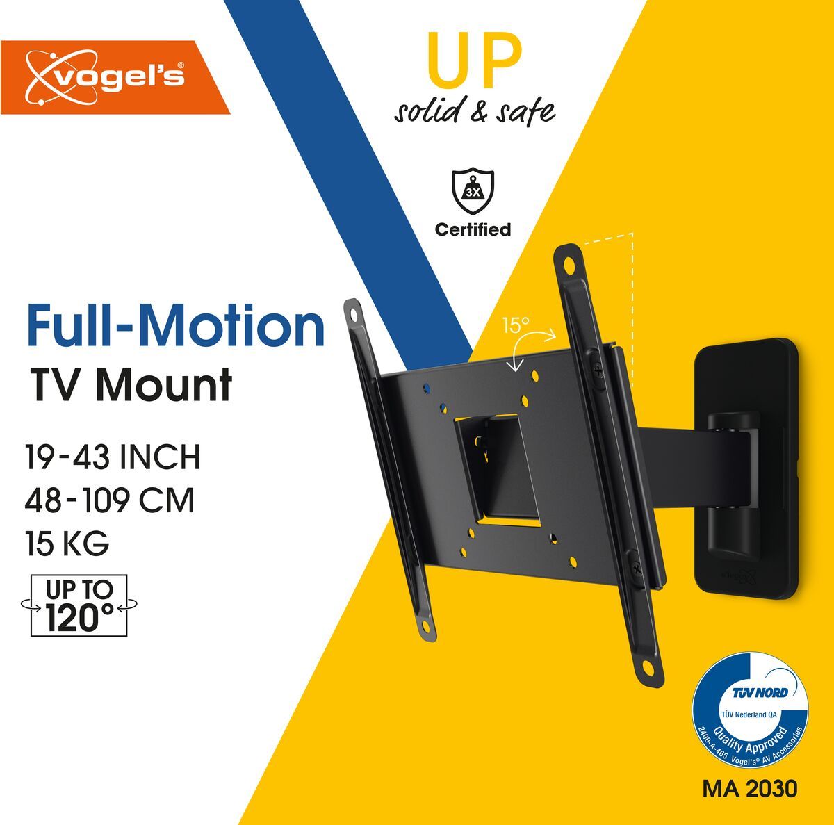 Vogels MA 2030 Full motion stenski TV nosilec 19" do 43", 120°+15°, 15kg